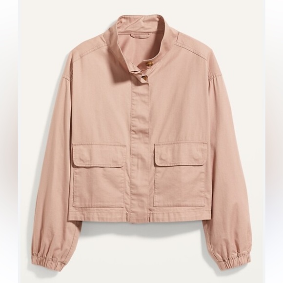 NWT Old Navy Cropped Twill Utility Jacket Women’s Cotton Blend - Picture 1 of 6